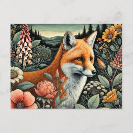 Woodland Fox vykort | Cute Forest Animal Art