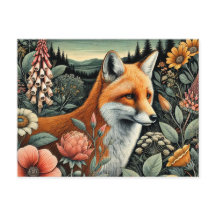 Woodland Fox vykort | Cute Forest Animal Art