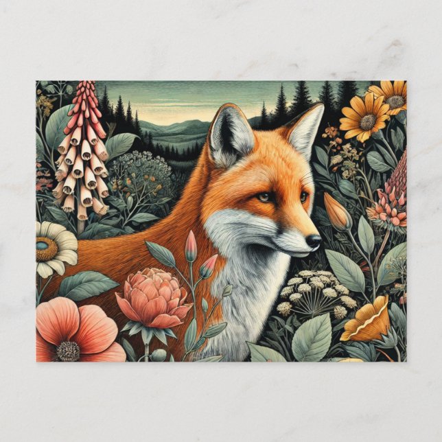 Woodland Fox vykort | Cute Forest Animal Art (Framsida)