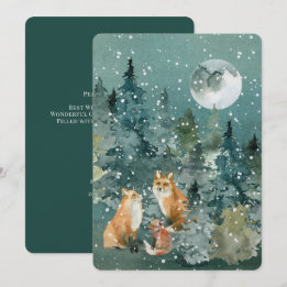 Woodland Foxes Family Pet Namn Anpassningsbar jul Julkort