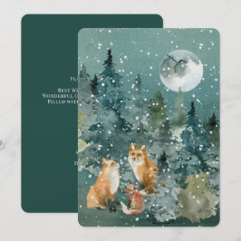 Woodland Foxes Family Pet Namn Anpassningsbar jul Julkort