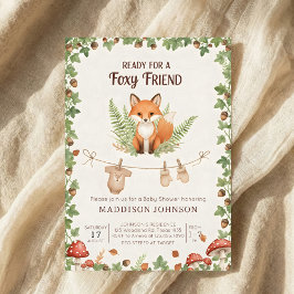 Woodland foxy baby shower inbjudningar