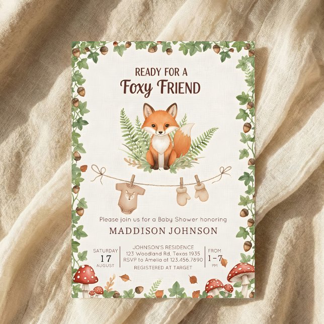 Woodland foxy baby shower inbjudningar (Skapare uppladdad)
