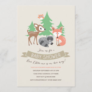 Woodland Friends Baby Shower Inbjudan