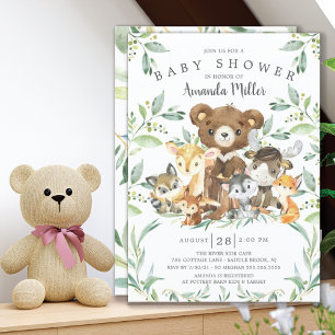 Woodland Friends Baby Shower Inbjudningar