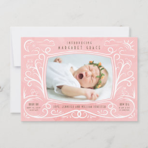 Woodland Friends Birth Announcement Girl Meddelande