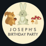 Woodland Friends Birthday Sticker Runt Klistermärke<br><div class="desc">Matchande produkter i det Pappra Kärlek-designarkivet!</div>
