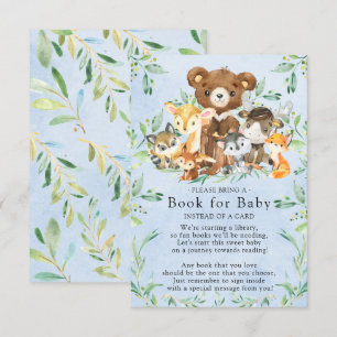 Woodland Friends Boys Baby Shower Bok för Baby Tilläggskort