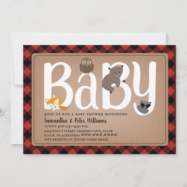 Woodland Friends Buffalo Play Baby Shower Inbjudningar (Framsida)