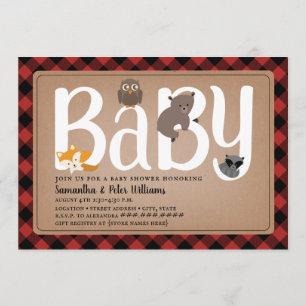 Woodland Friends Buffalo Play Baby Shower Inbjudningar