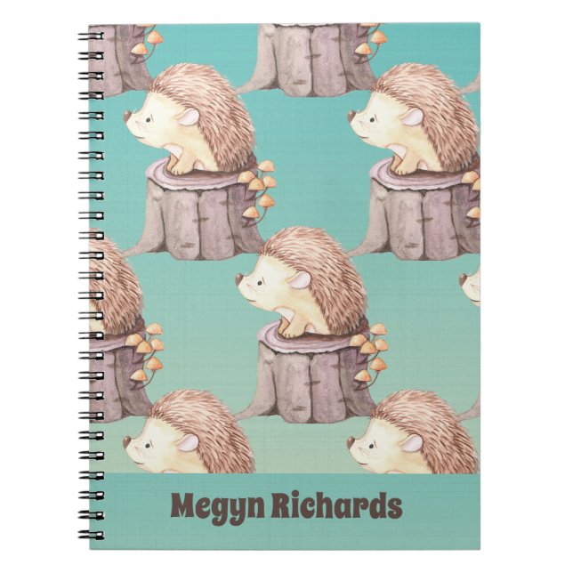 Woodland Friends Cute Baby Hedgehog Anteckningsbok (Framsidan)