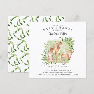 Woodland Friends Gender Neutral Baby Shower Inbjudningar