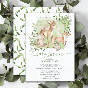 Woodland Friends Gender Neutral Baby Shower Inbjudningar