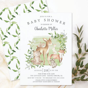 Woodland Friends Gender Neutral Baby Shower Inbjudningar