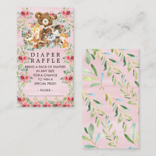 Woodland Friends Girls Diaper Raffle Biljett Tilläggskort