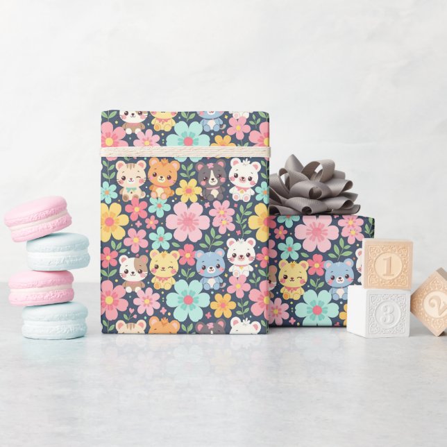 Woodland Friends-parad | Sött djurmönster Presentpapper (Baby Shower)
