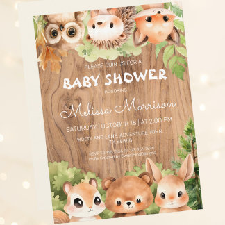 Woodland Friends Reunion Baby Shower Inbjudningar