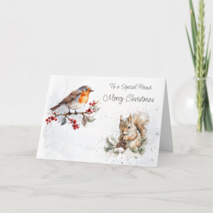 Woodland Friends Robin Squirrel jul Kort