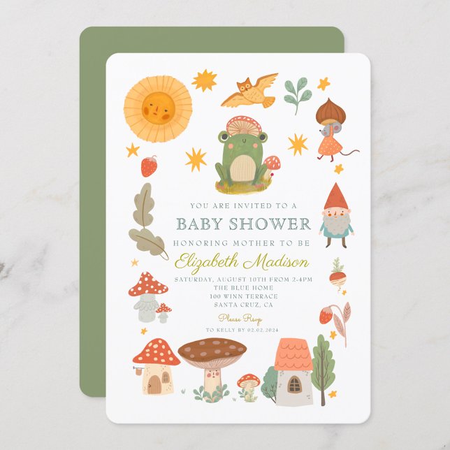 Woodland Frog Svamp Baby Shower-inbjudan Inbjudningar (Skapare uppladdad)