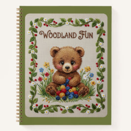 Woodland Fun Embroidered Bear & Berries Journal