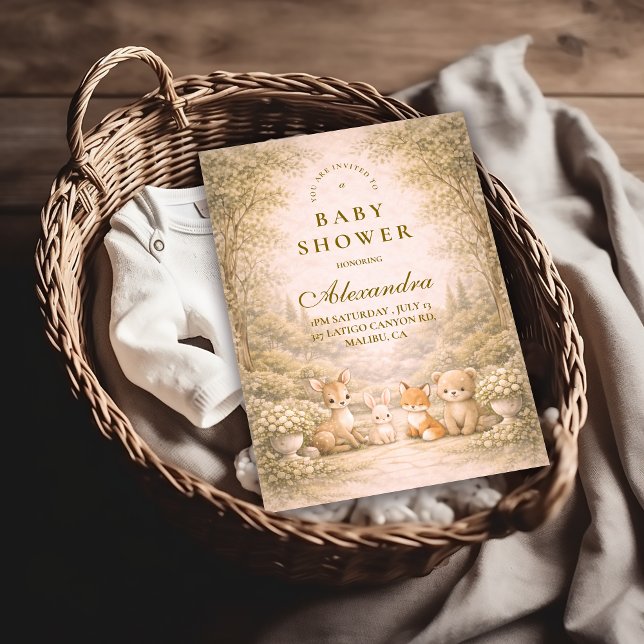 Woodland Garden Animals Baby Shower Inbjudningar (Skapare uppladdad)