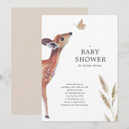 Woodland Gender Neutral Watercolor Baby Shower Inbjudningar