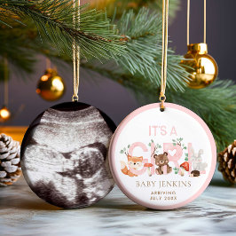 Woodland Girl Baby avisering jul Julgransprydnad Keramik