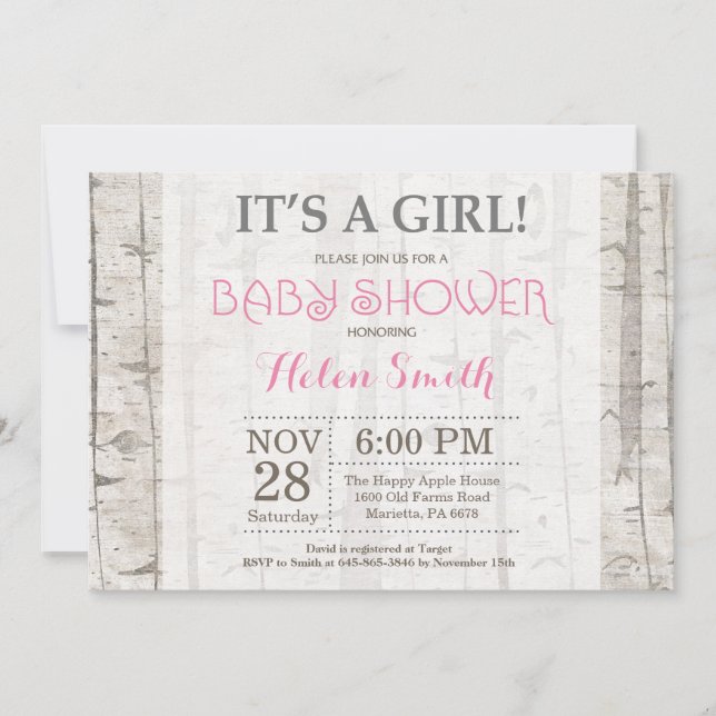 Woodland Girl Baby Shower-inbjudan Rustic Inbjudningar (Framsida)