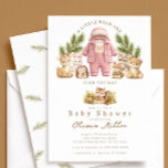 Woodland Girl Baby Shower Invitation Pink Inbjudningar<br><div class="desc">Celebrate your little wild one with this sweet woodland girl baby shower invitation! Featuring adorable watercolor forest animals like a deer, bunny, fox, raccoon, and bear adorned with delicate pink bows, this design brings a soft, feminine woodland charm. The cozy blush pink outfit paired with pine greenery and neutral earth...</div>