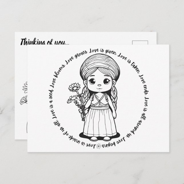 Woodland Girl med vykort för Daisy (Fram/baksida)