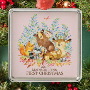 Woodland Girls Baby 1ST-julprydnad Julgransprydnad Metall