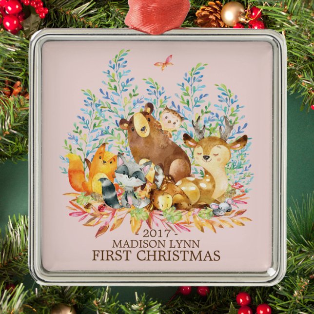 Woodland Girls Baby 1ST-julprydnad Julgransprydnad Metall (Skapare uppladdad)