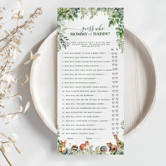 Woodland gissar Mamma eller pappa Baby Shower Game (Skapare uppladdad)