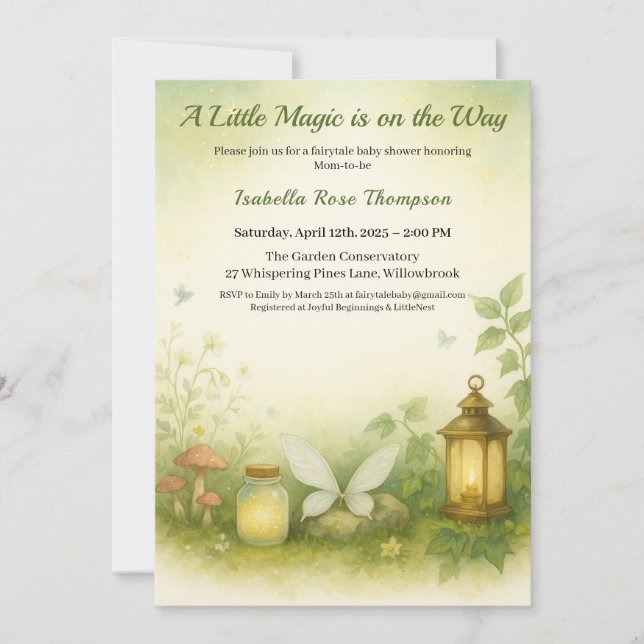Woodland Glow Baby Shower Invitation | Firefly Jar Inbjudningar (Framsida)