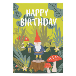 Woodland Gnome Birthday Önskemål Kort