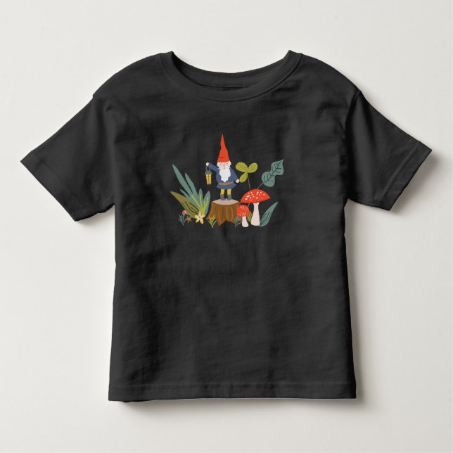 Woodland Gnome & Mushroom T Shirt (Framsida)