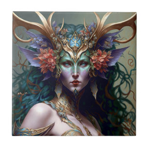 Woodland Goddess Fantasy Art Kakelplatta