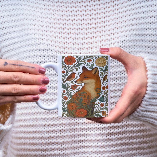 Woodland Grace Fox Motif i Bloom Kaffemugg (Skapare uppladdad)
