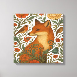 Woodland Grace Fox Motif in Bloom Canvastryck
