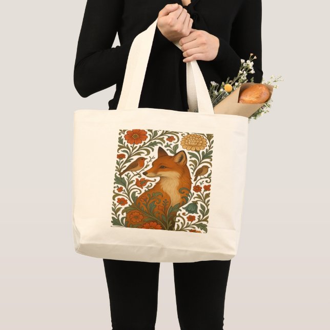 Woodland Grace Fox-motiv i blomning Jumbo Tygkasse (Framsida (produkt))