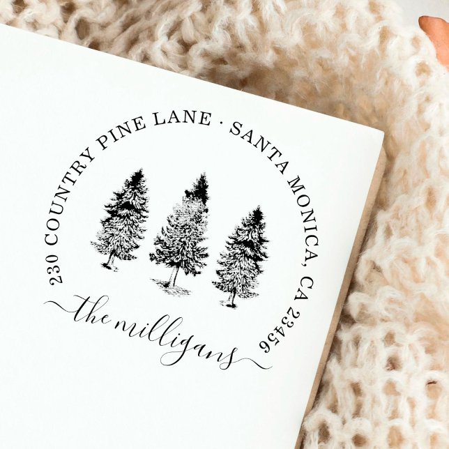 Woodland Gräs Träd Skript Namn & Returadress Stämpel (Skapare uppladdad)