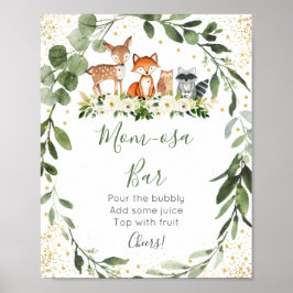 Woodland Greenery Baby Shower Mimosa Pub Poster