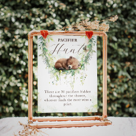 Woodland Greenery Baby Shower Nappar Hunt Game Poster
