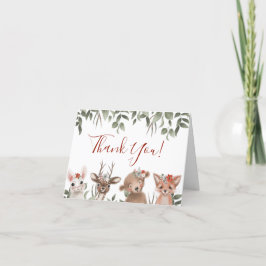 Woodland Greenery Baby Shower Tack för ditt kort