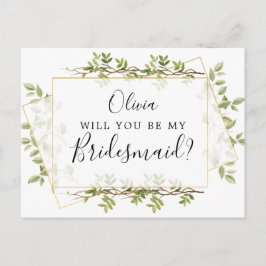 Woodland Greenery Bridesmaid Frieri kort