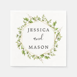 Woodland Greenery Bröllop Cocktail Napkin Pappersservett