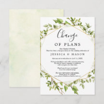 Woodland Greenery Bröllop Postponed Announcement