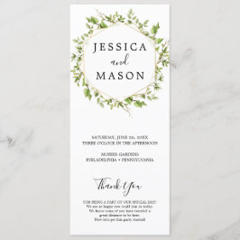 Woodland Greenery Bröllopsprogram Program