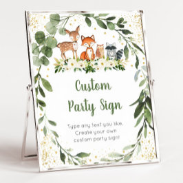 Woodland Greenery Editable Baby Shower-skylt Poster