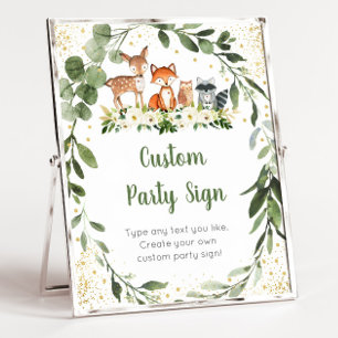 Woodland Greenery Editable Baby Shower-skylt Poster
